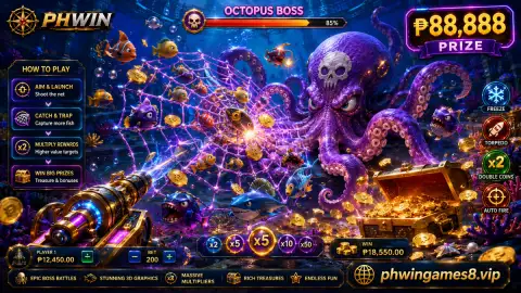 PHWIN fishing scene where a new creature enters a stronger lane and competes for the player's aim
