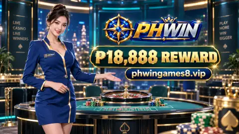 PHWIN live casino dealer and table scene with a visible status cue under focused blue lighting