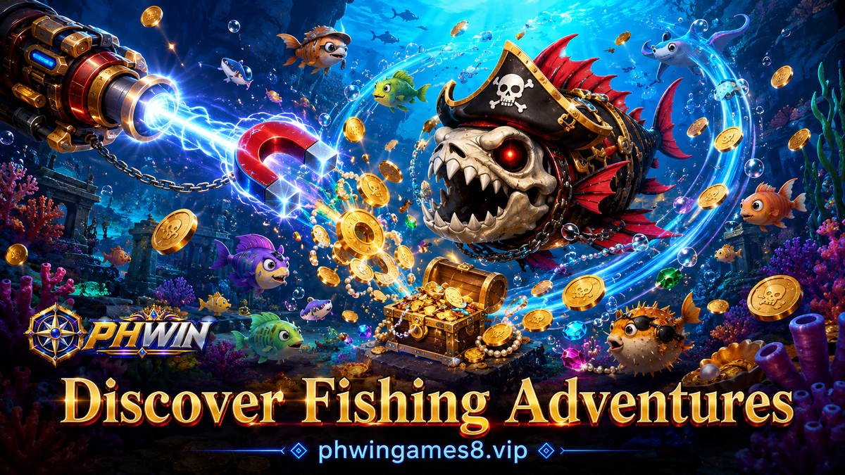 PHWIN game download fishing scene with a bright target moving through crowded sapphire water